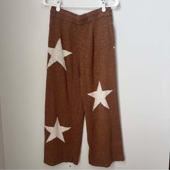Promesa Pant and Top Set with Stars Brown Mocha Color Wide Leg Size Large - Picture 12 of 16